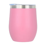 12 Oz Double Wall Stainless Steel Wine Tumbler W/ Lid