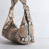 Snake Print Underarm Crescent Bag