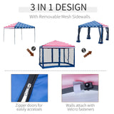 Outsunny 10' x 10' Easy Pop Up Canopy Party Tent with Mesh Walls - American Flag Print