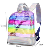 Rainbow Stripe PVC Transparent Leisure Backpack