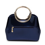 Glossy patent leather handbag