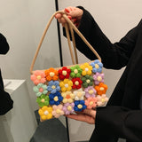 Wool flower woven bag