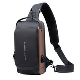 Men's USB Chargeable Crossbody Bag Multifunction Patent Leather Chest Bag