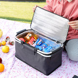 Folding Picnic Pouch Basket Large Capacity Multifunctional Camping Travel Lunch Bag Thermal Cooler Lunch Picnic Bags