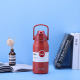 Large Capacity Thermos 1.3/1.7L Straw Water Bottle Portable Insulated Tumbler