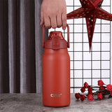 Large Capacity Thermos 1.3/1.7L Straw Water Bottle Portable Insulated Tumbler