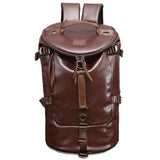 Large-capacity Crazy Horse Leather Bucket Backpack
