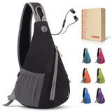 Small Sling Bag for Men Women Crossbody Shoulder Travel Backpack Chest Bag with Hidden Earphone Hole