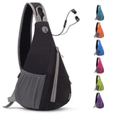 Small Sling Bag for Men Women Crossbody Shoulder Travel Backpack Chest Bag with Hidden Earphone Hole