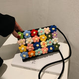 Wool flower woven bag